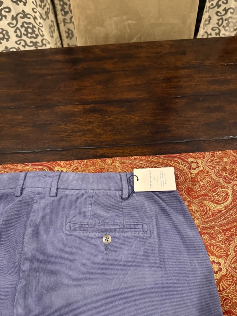 Peter Millar Men's Size 40 Blue Haze Superior Soft Corduroy Pant MSRP $188